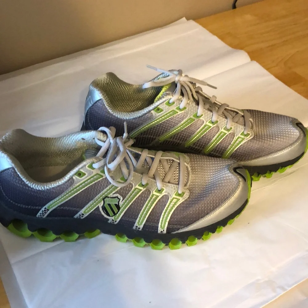 K-Swiss Gray and Green Athletic Shoes - Picture 1 of 7